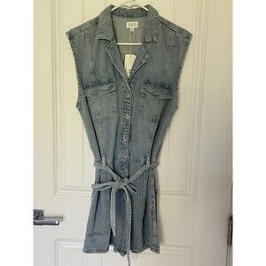 NWT Z Supply Sleeveless Dash Twill Denim Romper With Belt Vintage Medium $119